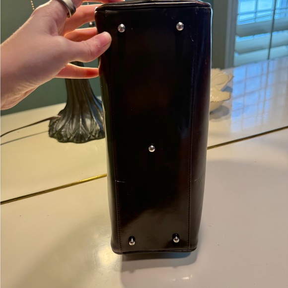 🤎 Vintage Gucci Brown Leather Boston Bag - Oversized Embossed GG Logo - Picture 10 of 12